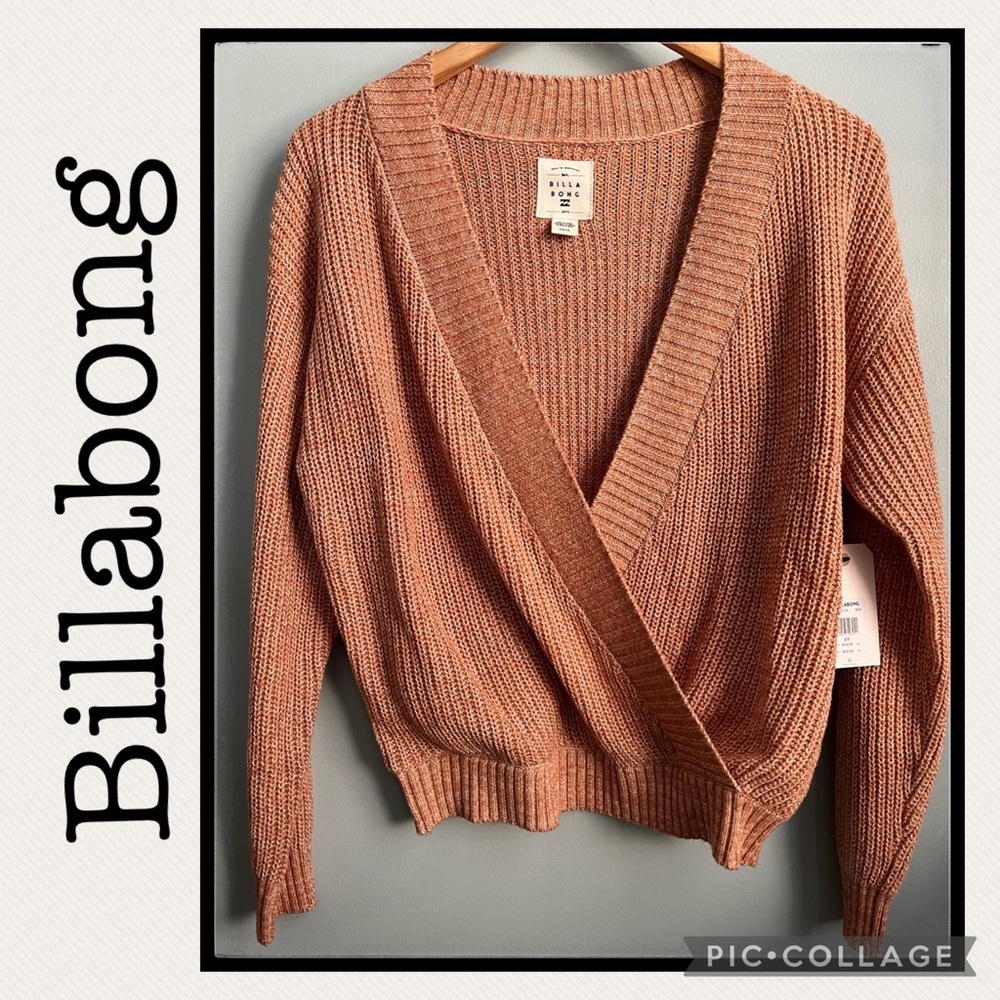 NWT Billabong Bring It Cross -Wrap Deep V Sweater Size S